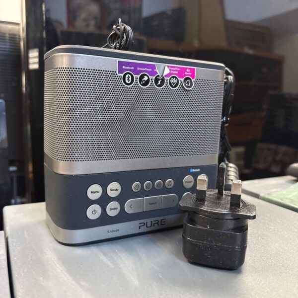 Pure Siesta S6 DAB radio clock with Bluetooth connectivity.