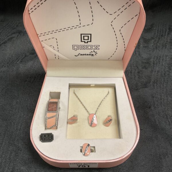 Vintage Qbos Fantasy watch set with matching jewellery.