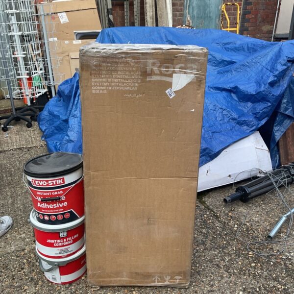 Roca installation system and Evo-Stik adhesive for bathroom plumbing.