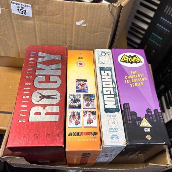 Movie box sets including Rocky, Batman and Shogun for collectors.