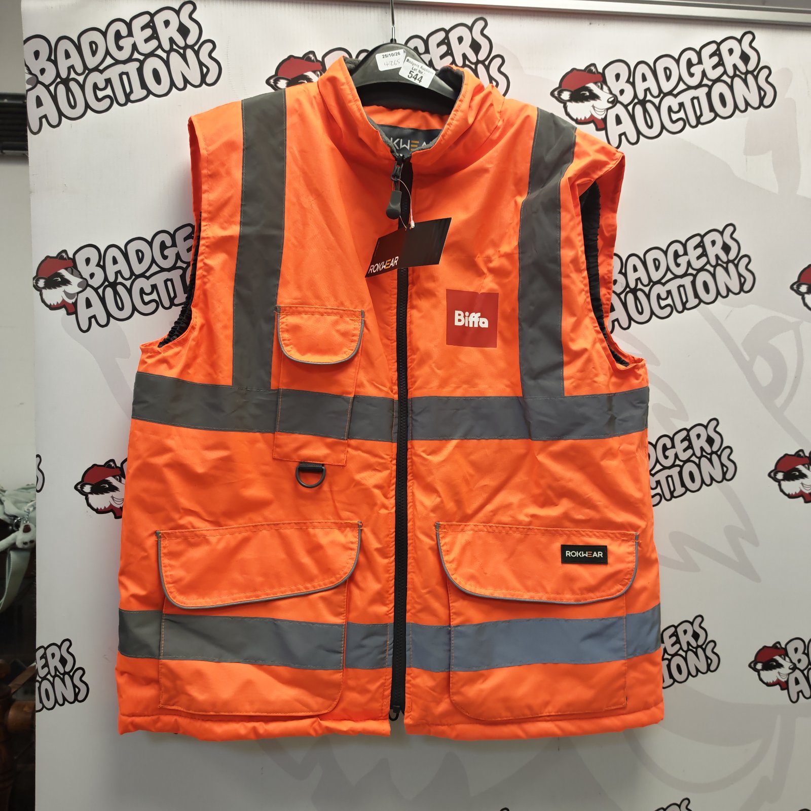 Orange Rokwear Biffa hi-vis Gillett gilet size XL with grey reflective bands