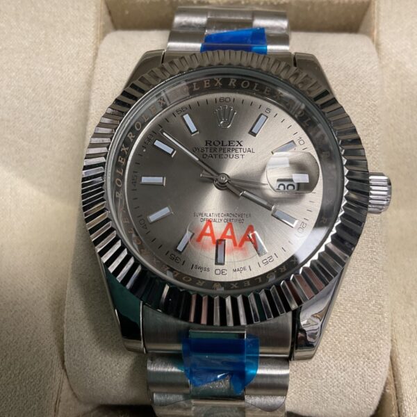 Close-up of the Rolex Datejust quartz watch dial.