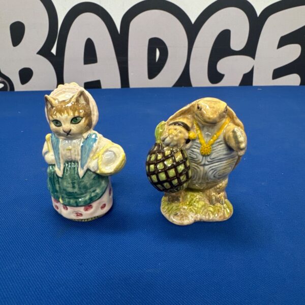 Royal Albert Beatrix Potter figurines, Cousin Ribby and Mr Alderman Ptolemy.