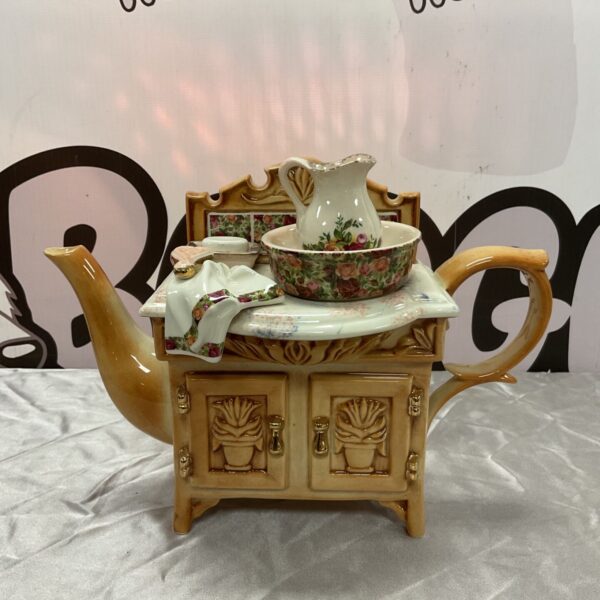 Royal Albert limited edition wash stand teapot with rose-patterned jug and bowl