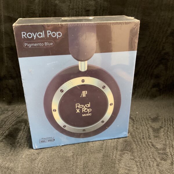 Sealed box of Royal Pop Pigmento Blue headphones.