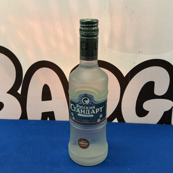Empty Russian Standard Vodka bottle for collectors.