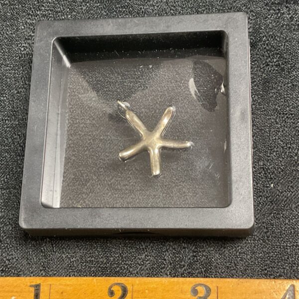 Close-up of a 925 silver starfish pendant with detailed arms.