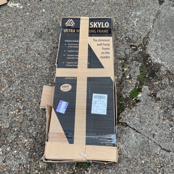 Skylo Ultra Wall Hung Frame packaging and components.