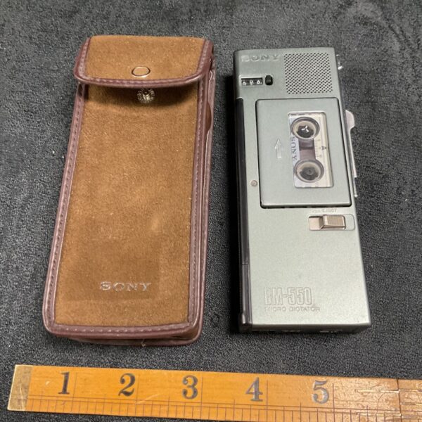 Vintage Sony BM-550 Micro Dictator in brown case.