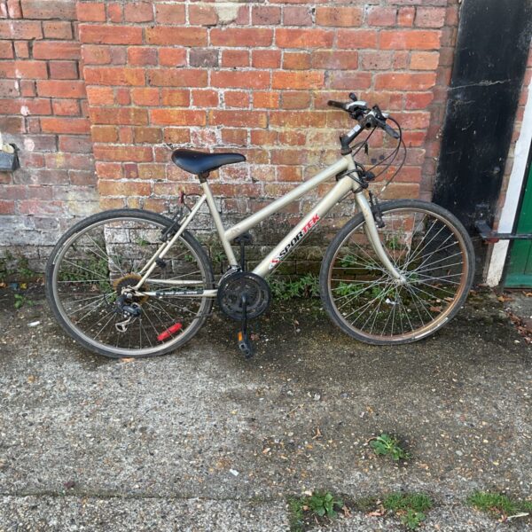 Vintage Sportek Ridgerunner step-through mountain bike for restoration.