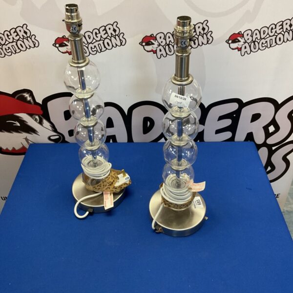 Vintage stacked glass ball table lamps, 1970s retro lighting.
