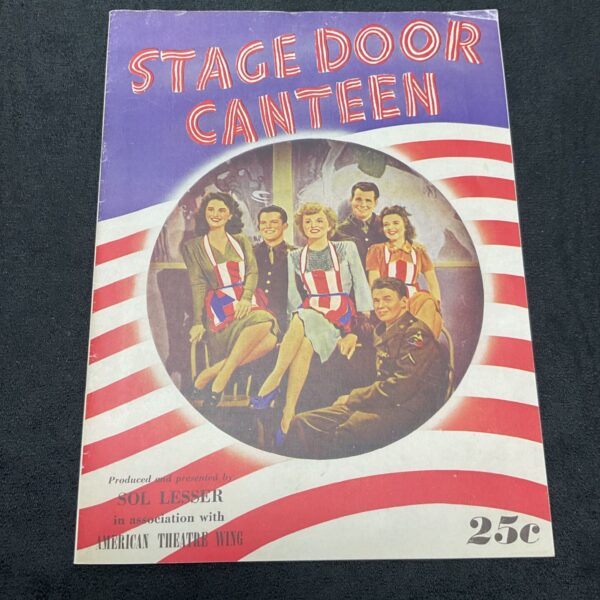 Vintage Stage Door Canteen magazine cover with Hollywood stars.