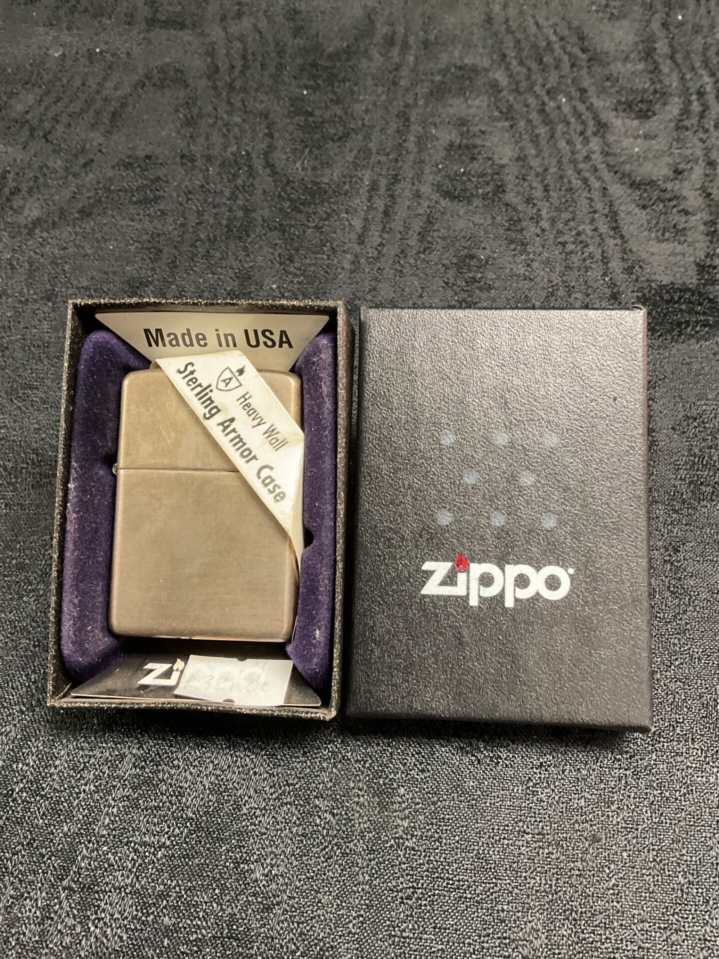 833 Genuine Zippo windproof pocket lighter with sterling silver Amour case (Heavy wall solid sterling silver) in presentation box silver weighs 46.76g