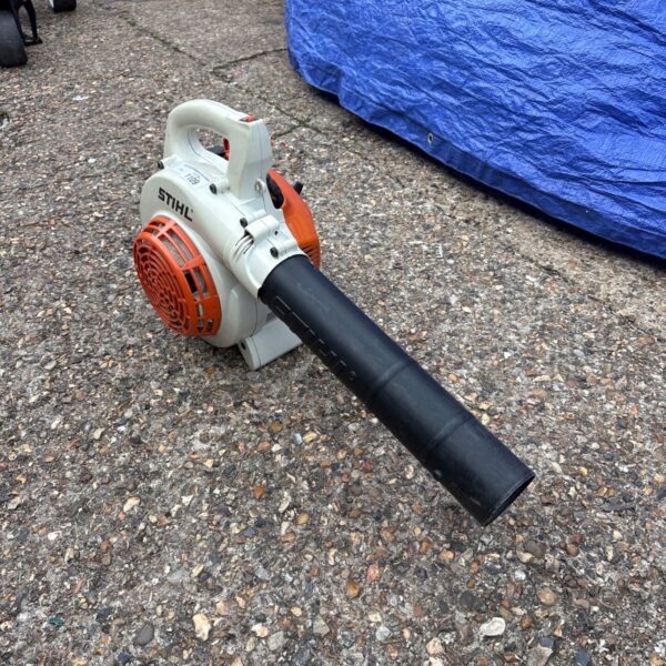 Used Stihl BG55 petrol blower for garden leaf clearing.