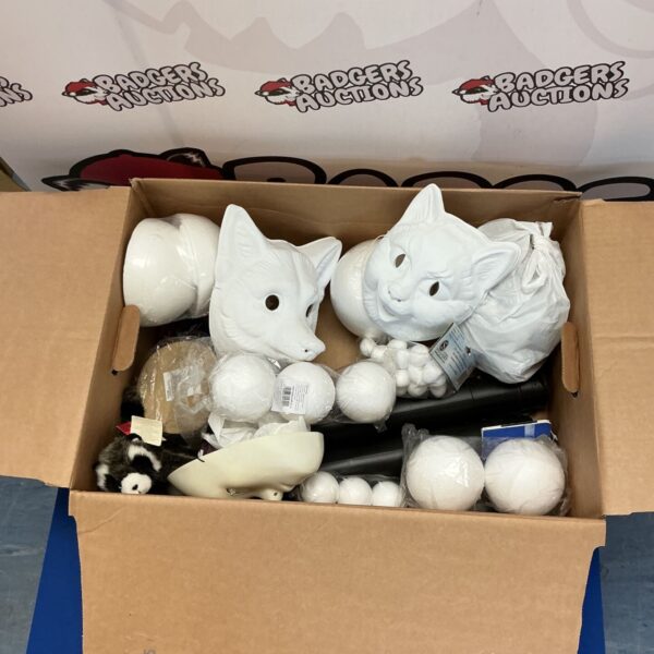 Lot of plain white styrofoam masks for crafting and costumes.