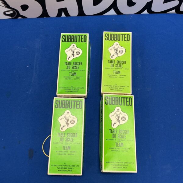Four boxed Subbuteo Table Soccer .00 Scale Team sets in green packaging