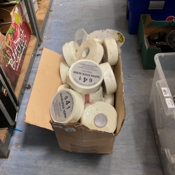 Stack of Super Stick scrim rolls for stage and event use.