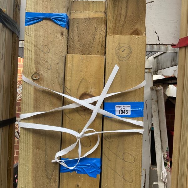 Three bundles of 6’6” timber ready for construction projects.