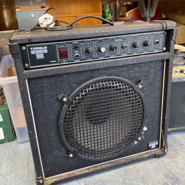 Vintage Torque T 50L guitar amplifier with black cabinet.