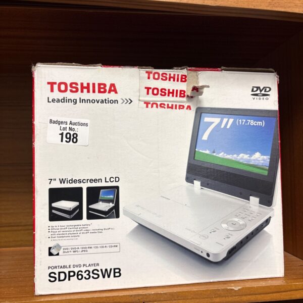 Boxed Toshiba SDP63SWB portable DVD player with 7 inch widescreen LCD