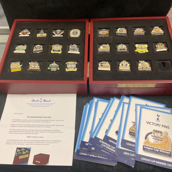 Tottenham Hotspur Victory Pin Collection in display case.