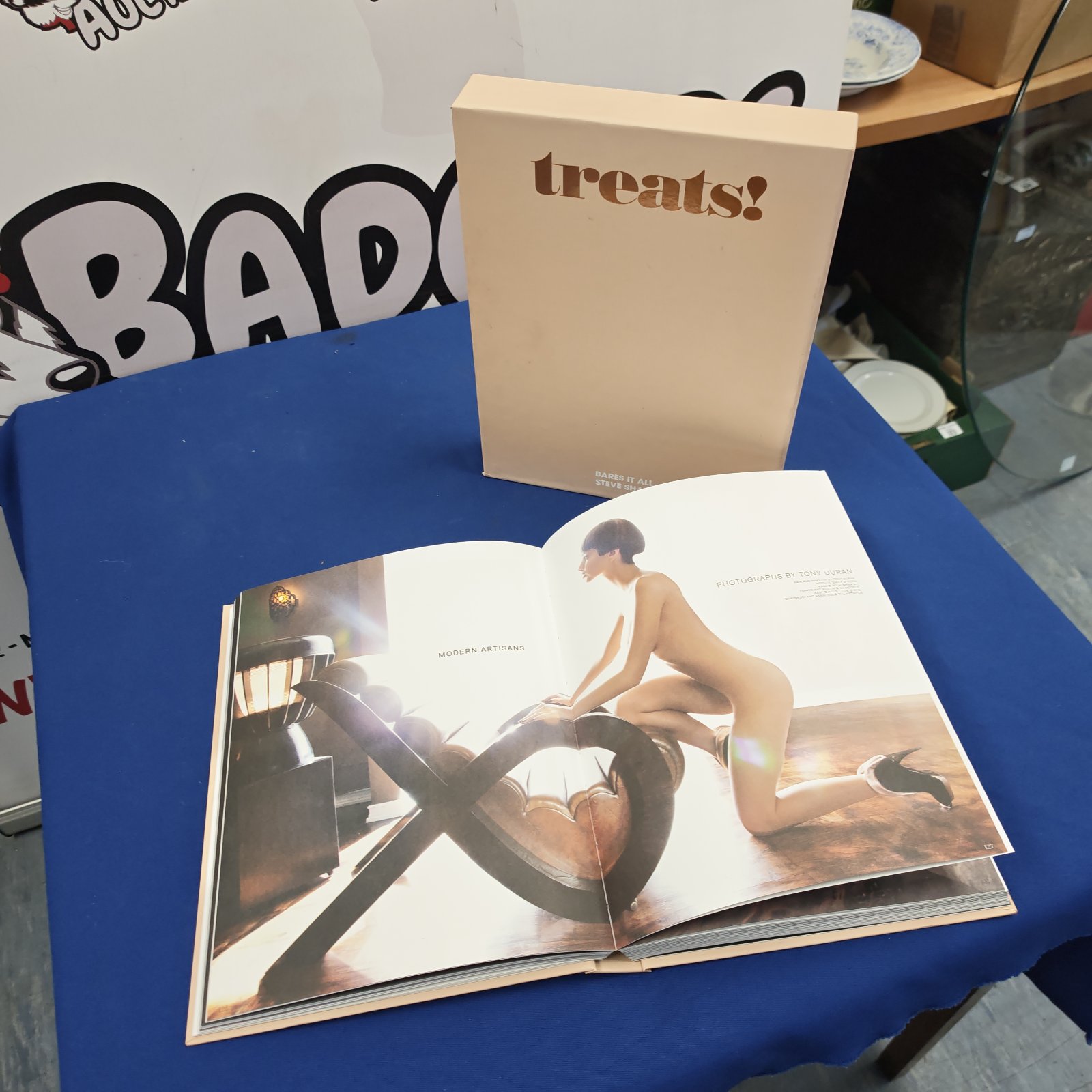 Hardback treats! by Steve Shaw in cream slipcase, open to a photograph page