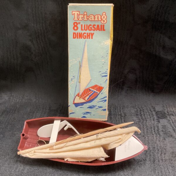 Triang 8 inch Lugsail Dinghy original box with sailing boat illustration