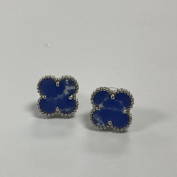 Pair of vintage Van Cleef & Arpels Alhambra earring studs with blue inlay
