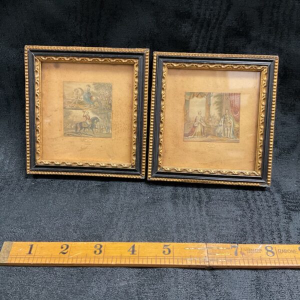Pair of Victorian miniature Baxter prints of Victoria and Albert in gilt frames
