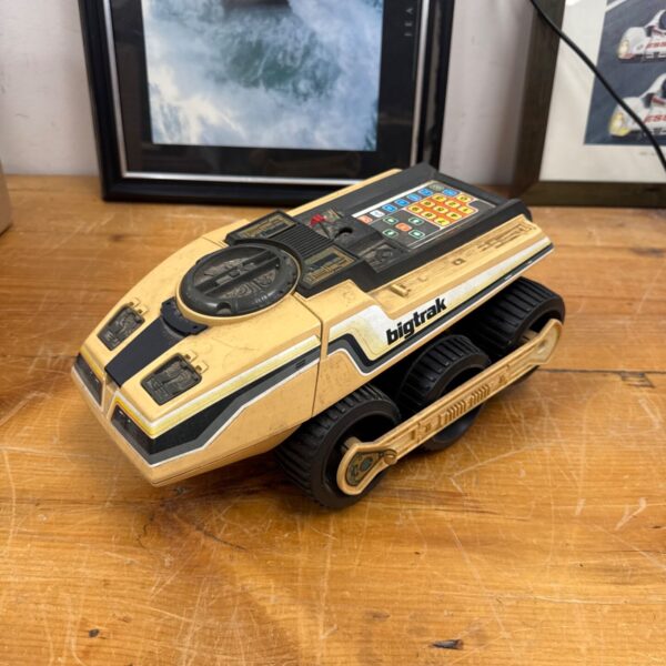 Vintage Bigtrak toy front view, a classic 1980s programmable robot.
