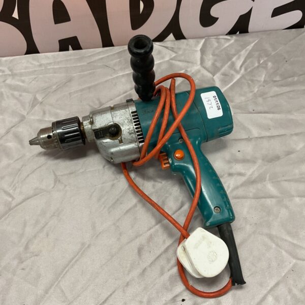 Vintage Black & Decker two-speed hammer drill with teal body and orange cable