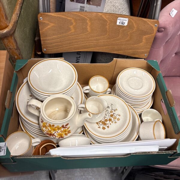 Vintage Colour Stone service sets in a box, retro kitchenware.