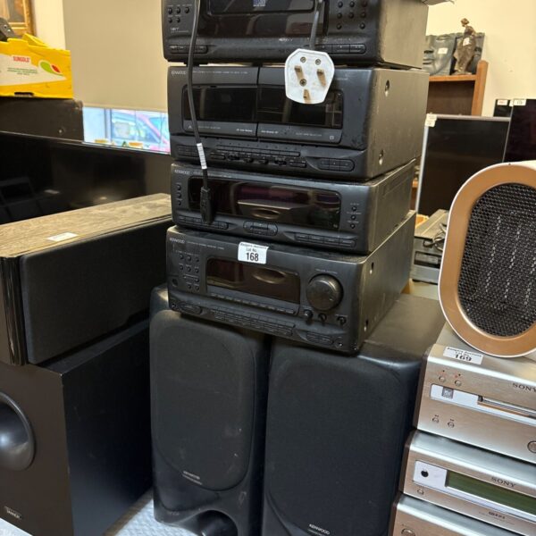 Vintage Kenwood midi hi-fi stack with CD player, cassette deck and speakers