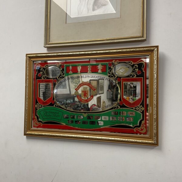Vintage Manchester United Busby Babes framed wall mirror with centenary design