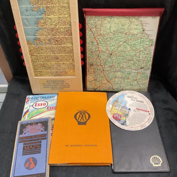 Vintage motoring maps collection with Auto-Mapic viewer, Bartholomew map and AA folder