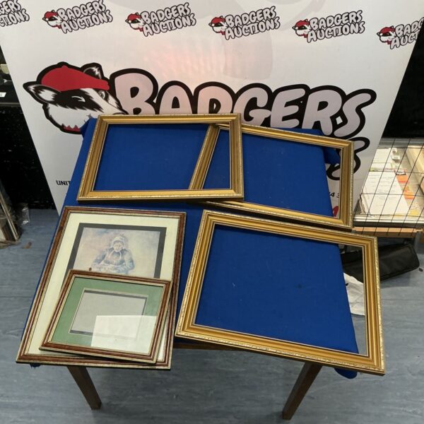 Vintage gilded picture frames with a lady portrait print.