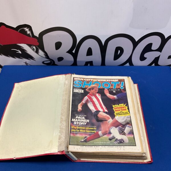 Vintage folder of Shoot football magazines from 1981.