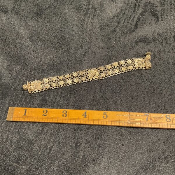Vintage silver Trachtenschmuck bracelet with filigree and openwork details.
