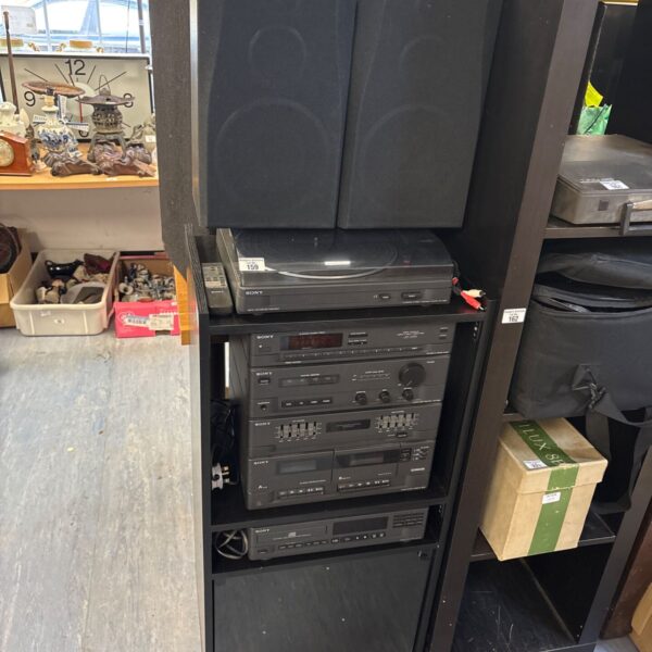 Vintage Sony LBT-D105 Hi-Fi stack with turntable, speakers and black rack