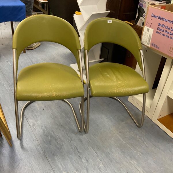 Vintage Venjakob Sessel Tessa chairs in green, mid-century modern style.