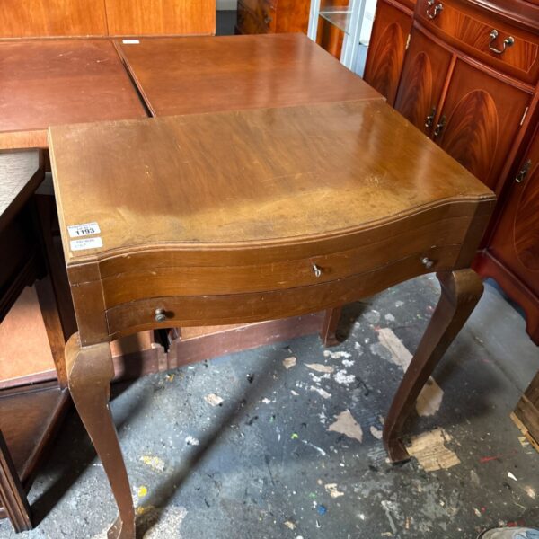 Vintage wooden cutlery storage table with serpentine front and cabriole legs