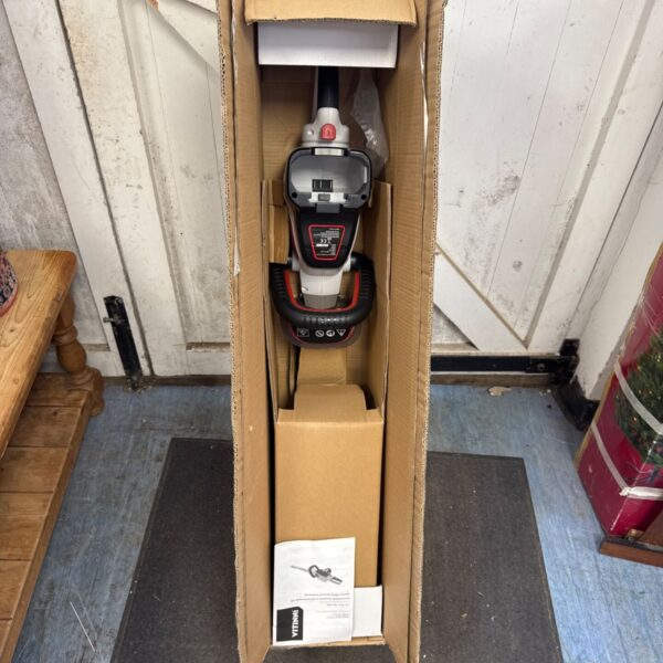 New boxed Vittini 40v cordless hedge cutter for garden maintenance.