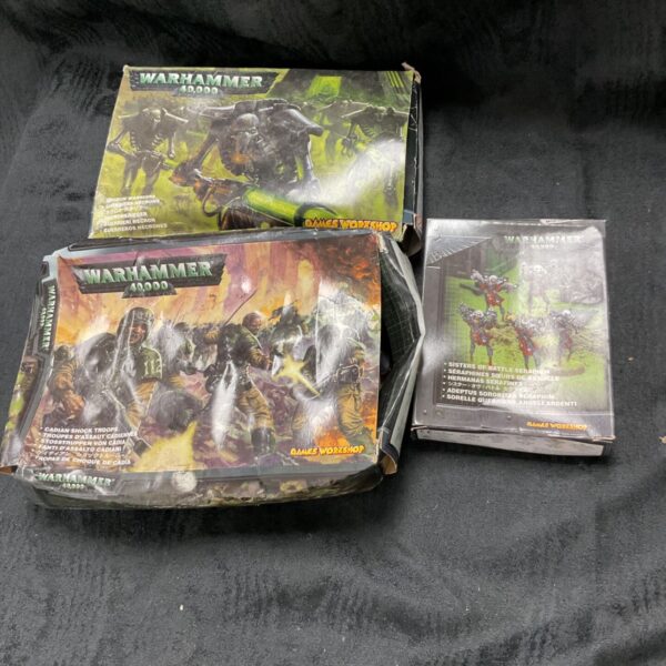 Warhammer 40000 boxed sets including Cadian, Necron and Sisters of Battle.