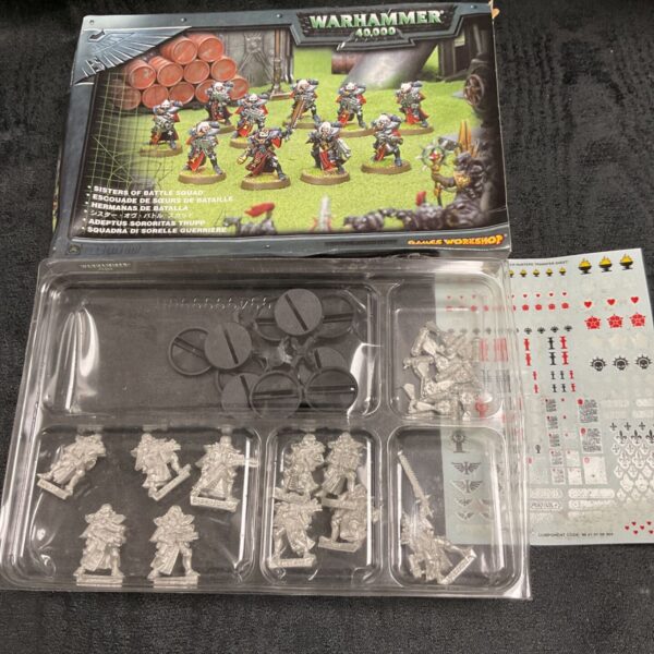 Warhammer 40k Sisters of Battle metal miniatures squad for collectors.