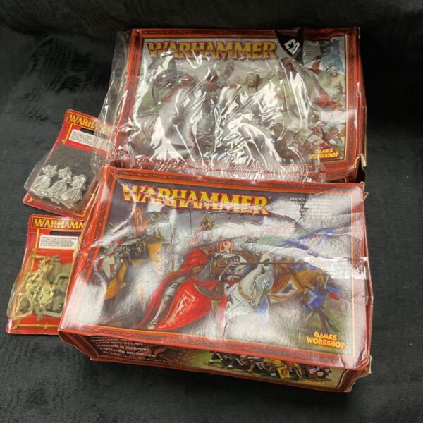 Warhammer Bretonnia Knights, Ogre Kingdoms Bulls and Dark Elves miniatures lot.