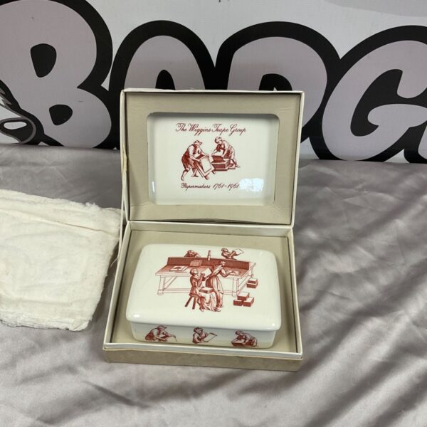 Wedgwood Wiggins Teape commemorative butter dish in open card box