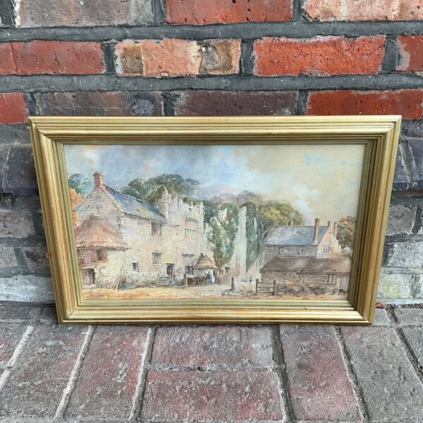Signed William Newbery watercolour painting of a manor house and rural scene.