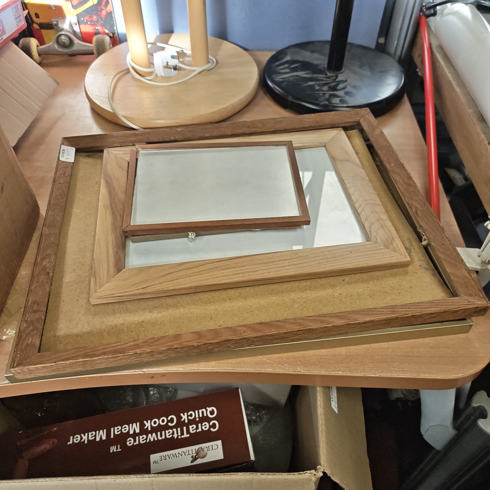 Vintage wooden picture frame, ideal for displaying photos or artwork.