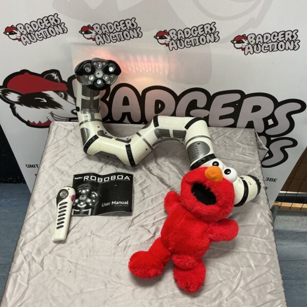 WowWee Roboboa RC robot, remote control, user manual and red Tickle Me Elmo plush