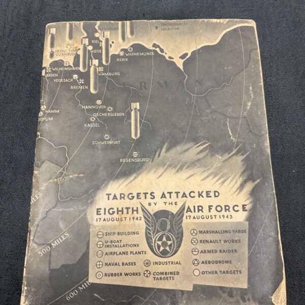 WWII Eighth Air Force target map book cover, 1942-1943.